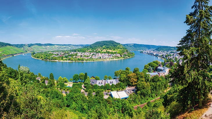 Panoramic view from Gedeonseck viewpoint. Boppard, Germany